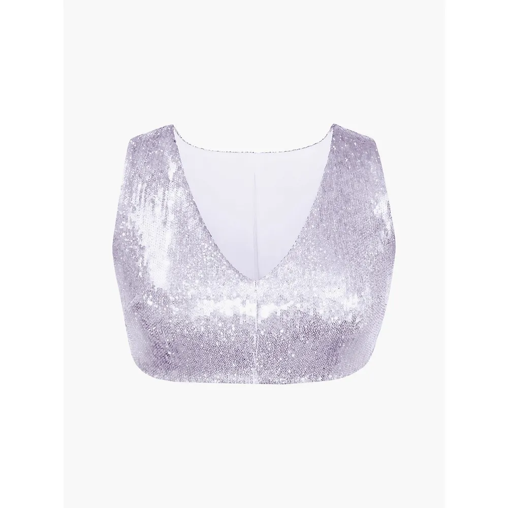 L'MOMO Ultra-cropped Sequined Top