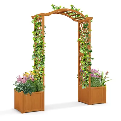 Garden Arbor With Planter Wooden Planter Arch With Trellis Natural