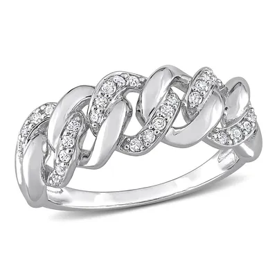 1/4 Ct Tw Diamond Oval Link Ring Sterling Silver