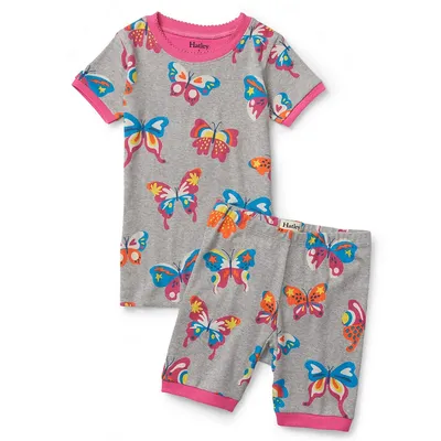 Girls Organic Cotton Short Sleeve Printed Pajama Set