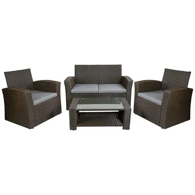 4-piece Georgetown Resin Wicker Outdoor Patio Conversation Set With Cushions