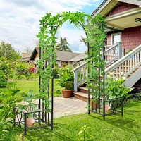 6.8ft Decorative Metal Garden Arch With 2 Planter Boxes
