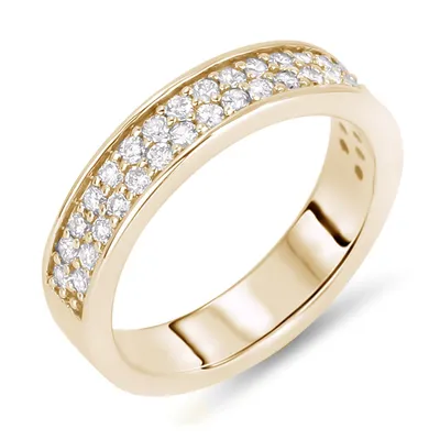 14k Yellow Gold 0.95 Cttw Diamond Double Row Wedding Ring Band