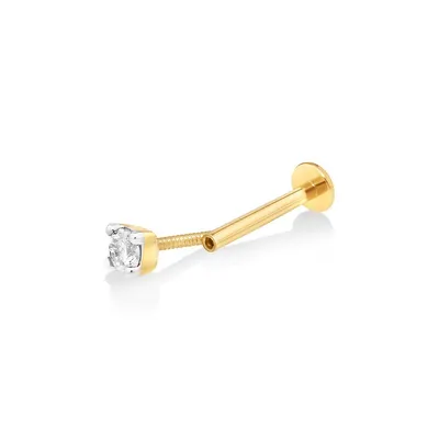 Solitaire Diamond Stud Helix Earring In 10kt Yellow Gold