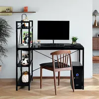 47.5" Computer Desk Writing Desk Study Table Workstation With 4-tier Shelves Black