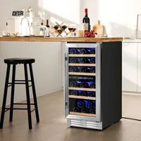 30-bottle Freestanding Wine Cooler 15"dual Zones Wine Cellar W/ Temp Memory