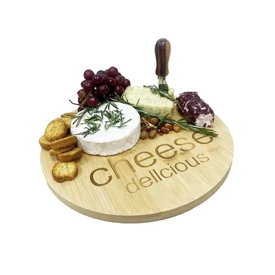 Round Cheese Board, Made Of Bamboo