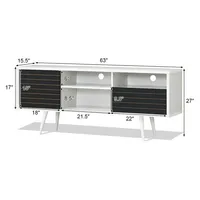 Modern Tv Stand/console Cabinet 3 Shelves Storage Drawer Splayed Leg Black/white