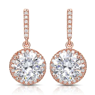 Dazzling Sterling Silver With Colored Cubic Zirconia Round Drop Earrings
