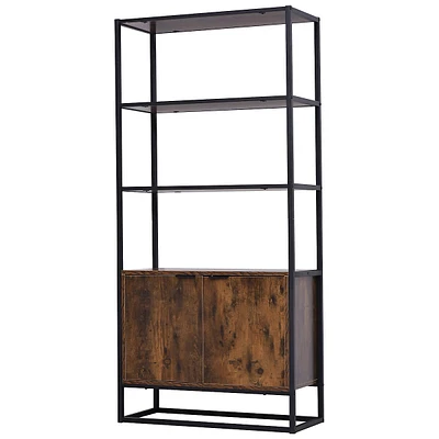 Tall Storage Cabinet With 3 Open Shelves