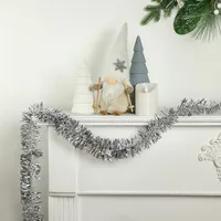 50' X 2.5" Silver Christmas Foil Tinsel Garland - Unlit