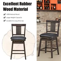 Swivel Bar Stool 24 Inch Upholstered Counter Height Chair W/rubber Wood Legs