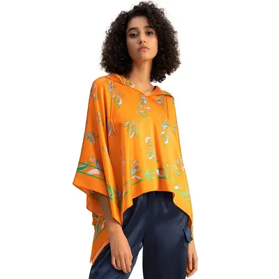 Spring Waltz Silk Poncho For Women