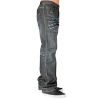 Men's Relaxed Straight Premium Jeans Dark Stone Wash Ripped & Repaired