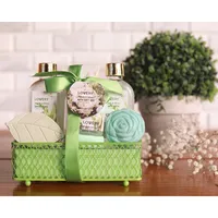 Home Spa Gift Basket - Magnolia Tuberose Fragrance - 7 Pc Bath And Body Set