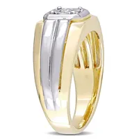 Men's 1/10 Ct Tw Diamond Ring White And Yellow Plated Sterling Silver