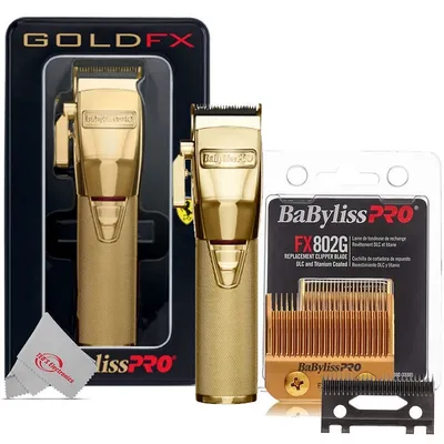 Fx870g Cordless Clipper Lithium-ion Adjustable Gold + Babyliss Pro Dlc And Titanium Coated Replacement Clipper Blade