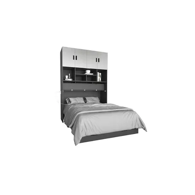 Hyde Murphy Cabinet Bed With Gel Memory Foam Mattress And Bookcase