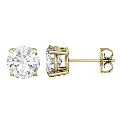 14k Yellow Gold & 3.00 Ct. T.w. Created Moissanite Stud Earrings