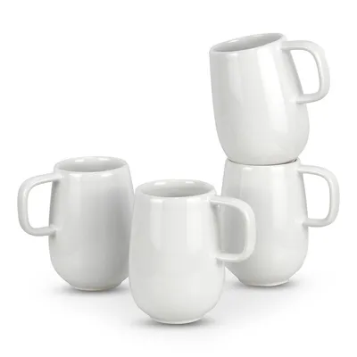 Uno Bianco Stoneware Mugs, Set Of 4