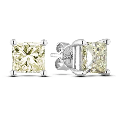14k White Gold 0.68 Cttw Canadian Certified Diamond Solitaire Stud Earrings