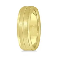 Carved Wedding Band 14k Yellow Gold For Men (7mm)