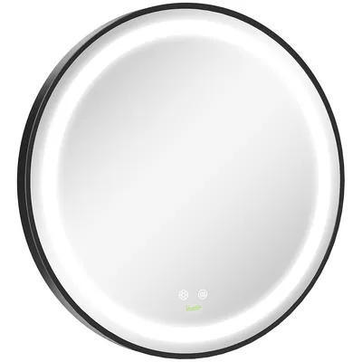 Round Led Bathroom Mirror Dimmable Lighted Anti Fog Plug-in