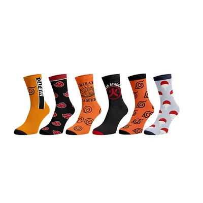 Naruto Logo 6 Pack Mens Crew Socks