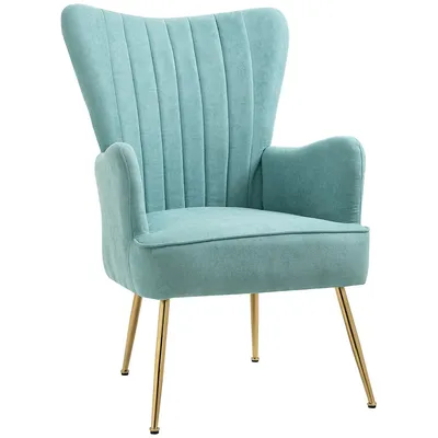 Velvet Accent Chairs, Modern Arm Chair With Steel Legs
