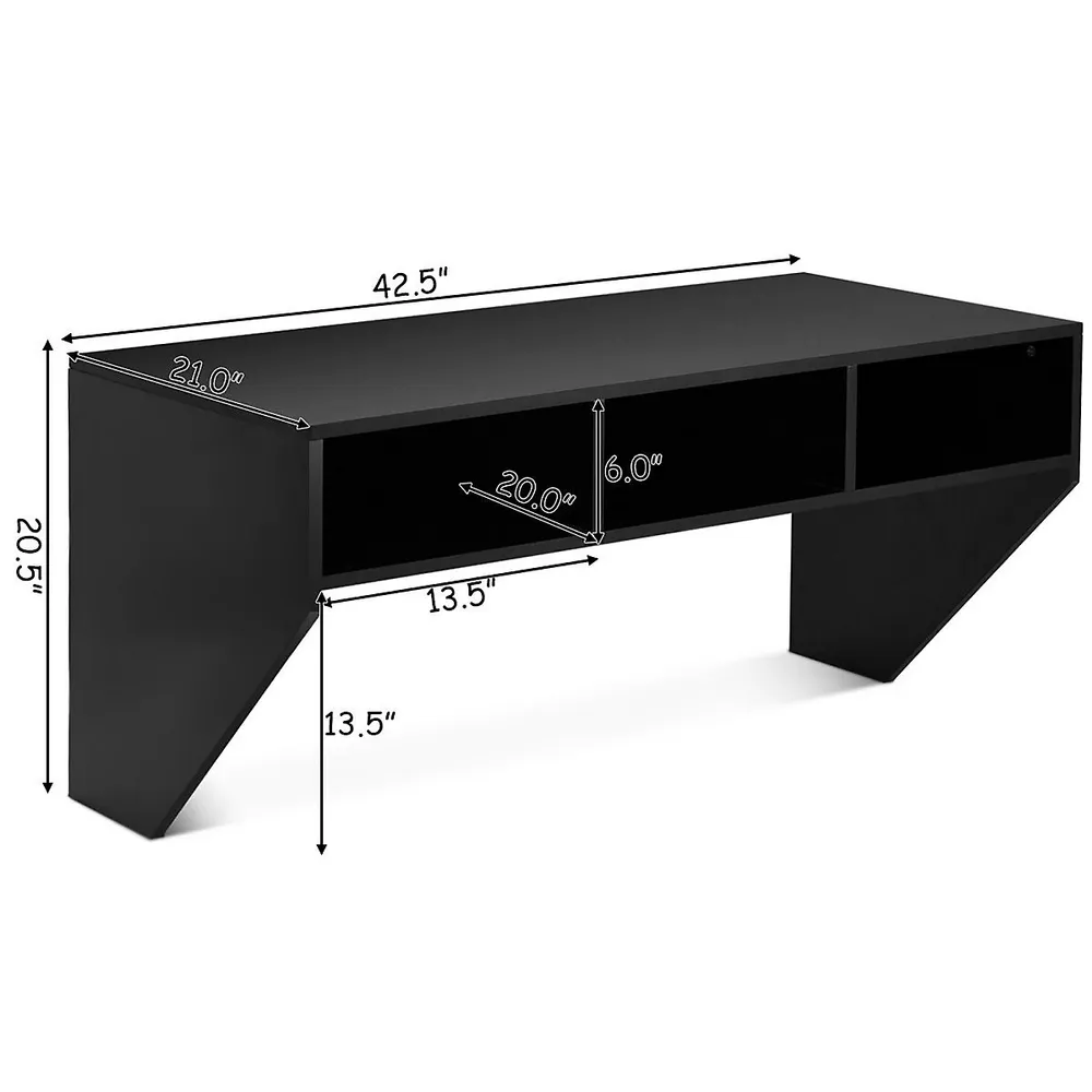 Costway Wall Mounted Floating Computer Table Sturdy Desk Home Office Storag Shelf