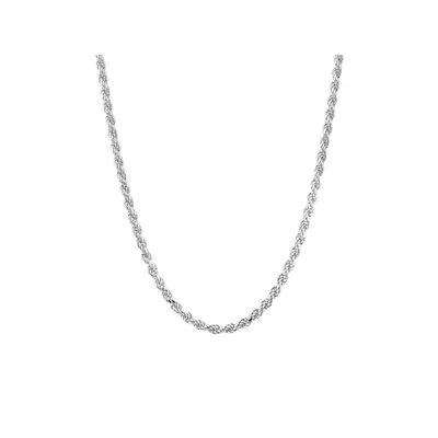 50cm (20") 3.5mm-4mm Width Rope Chain In Sterling Silver