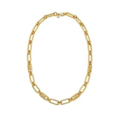 Women's Premium Mk Statement Link 14k Gold-plated Empire Link Chain Necklace