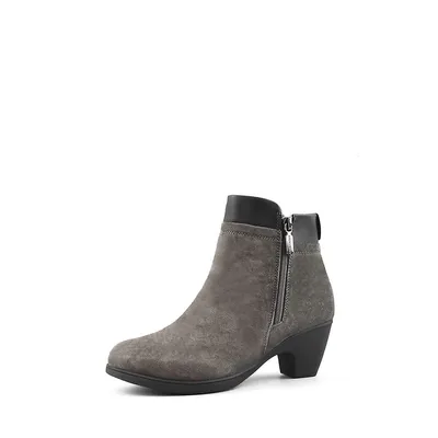 Women's Leather Fur Lined Short Winter Boots Office