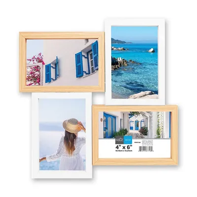 4 Images 4x6 Floating Collage Picture Frame White & Light