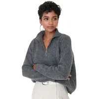 Women Regular Basic Standing Collar Knitwear Sweater