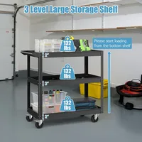 3-tier Metal Utility Cart 400 Lbs Storage Service Trolley Tool Storage