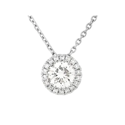 Sir Michael Hill Designer Halo Pendant With Chain With 0.45 Carat Tw Of Diamonds In 18kt White Gold