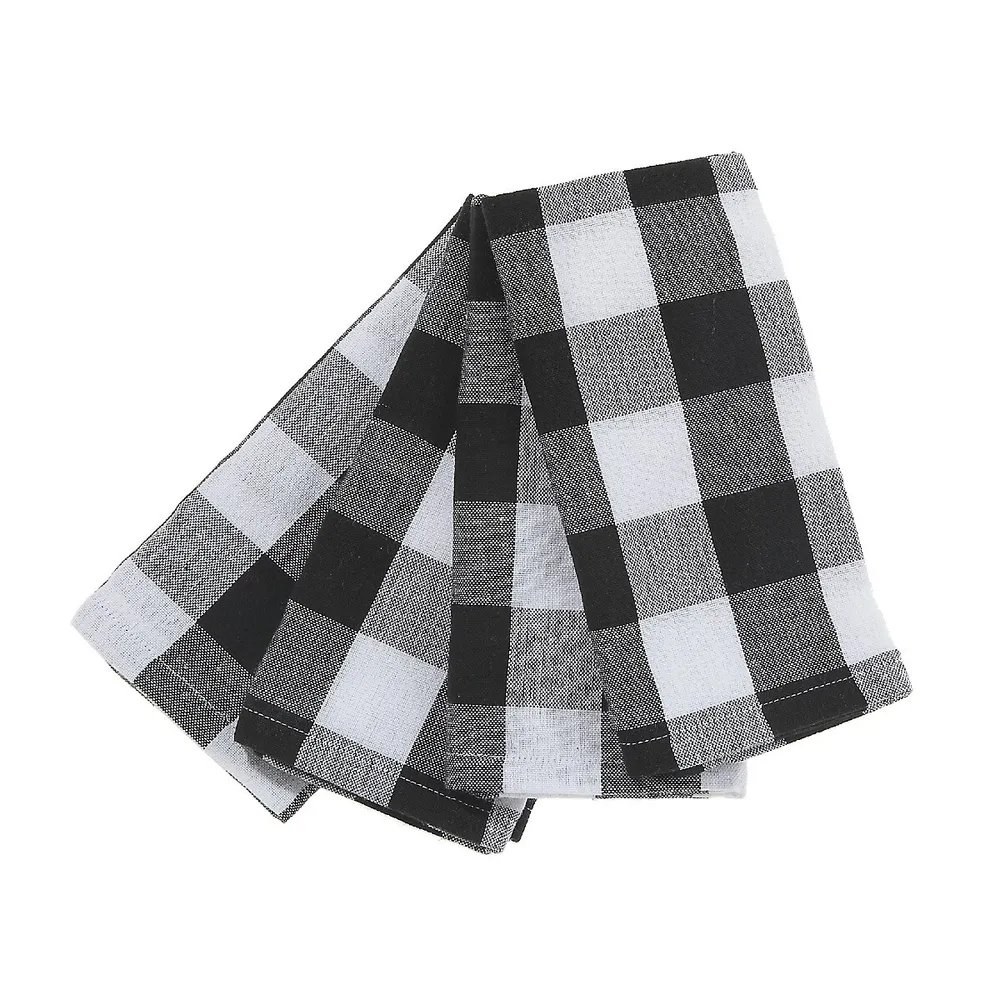 Mainstays 2 Piece Cotton Bath and Hand Towel Set, Buffalo Plaid, White,  Black 