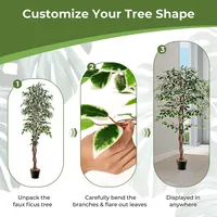 63 Inch Artificial Ficus Tree Faux Indoor Plant In Nursery Pot For Decoration