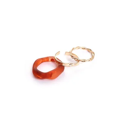 Set Of 3 Gold-toned Rings