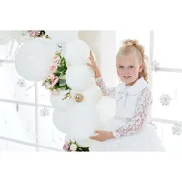 Anabel Girls White Party Dress With Fur Collar