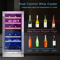 30-bottle Freestanding Wine Cooler 15"dual Zones Wine Cellar W/ Temp Memory