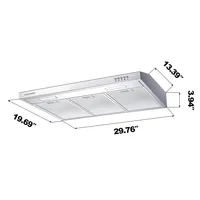 30'' Range Hood Under Cabinet Hood Vent for Kitchen Ducted and Ductless Convertible - White