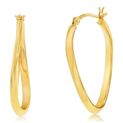 Sterling Silver Or Gold Plated Over 35mm Oval Twist Hoop Earrings