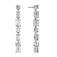 Women's Premium Brilliance Sterling Silver Mixed Stone Drop Earrings