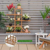 Bamboo Plant Stand 5 Tier 10 Potted Shelf Display Holder Naturalbrown