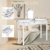 2-in-1 Vanity Table With Flip-top Mirror 2 Drawers 9-slot Storage Compartment White