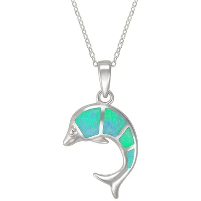 Sterling Silver 18" Dolphin Pendant Necklace