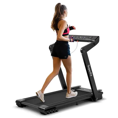 Superfit 4.0hp Foldable Electric Treadmill Jogging Machine W/bluetooth Black