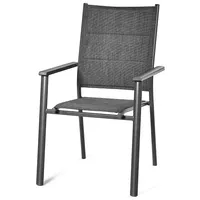 Set Of Patio Dining Chair Stackable Padded Armrest No Assembly
